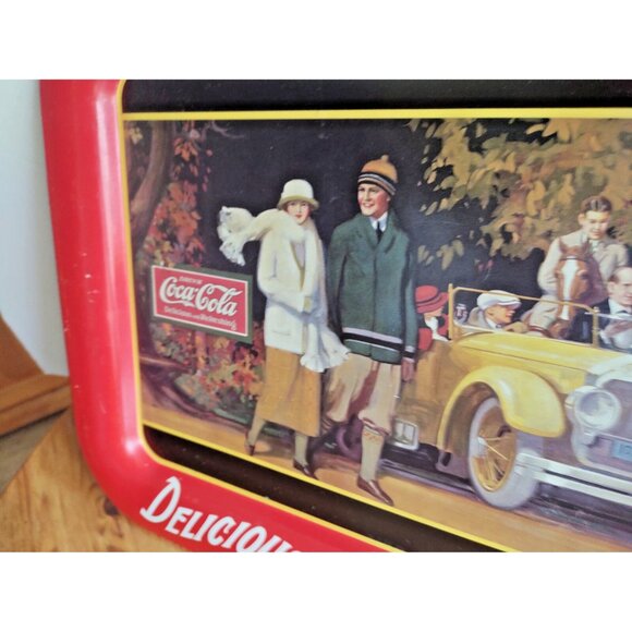 Two Vintage Coca Cola Trays "Drive Refreshed" & "Touring Car" 1990 - Picture 8 of 14